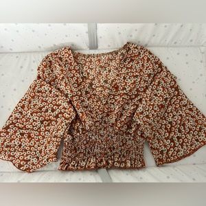 Cropped Long Sleeve Floral Cowgirl Blouse